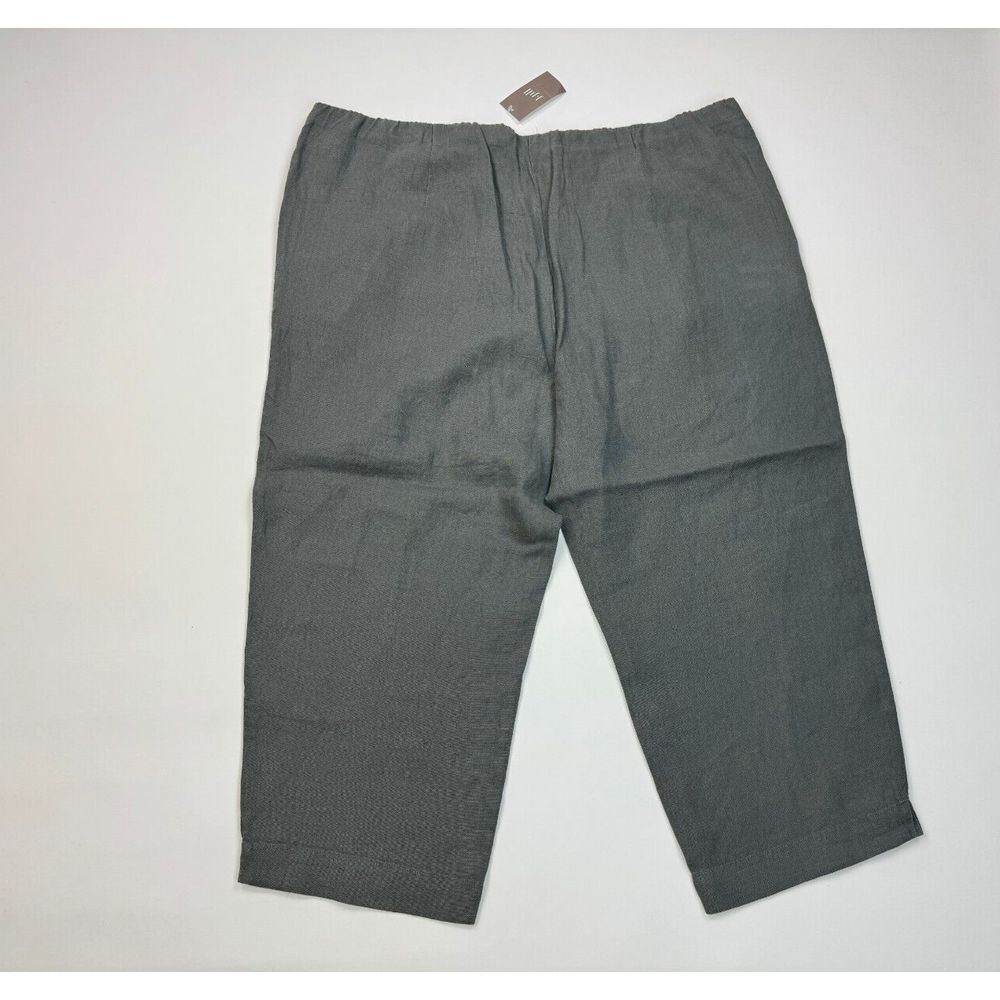 J Jill Pure Linen Slim‎ Crops Pants Women XL NWT Pockets Elastic waist Tapered